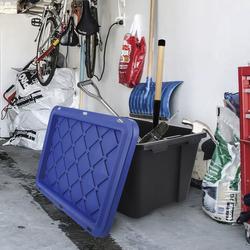 27-Gallon Black Tote with Blue Snap-On Lid at Menards®
