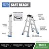 Safe Reach® 15ft Aluminum Multi-Position Ladder with Project Top - 300 lb. Type IA Load Rating