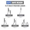 Safe Reach® 15ft Aluminum Multi-Position Ladder with Project Top - 300 lb. Type IA Load Rating