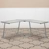 Silver L-Shaped Computer Desk