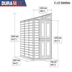 Duramax 4ft x 8ft Sidemate PLUS Vinyl Resin Outdoor Storage Shed With