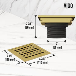 Gold Shower Set, Tile Insert 5 Inch Square Drain with Gold Shower