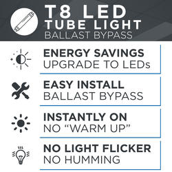 Viribright 48 18 Watt T8 Daylight Clear LED Type B Tube Light Bulb 10 Pack
