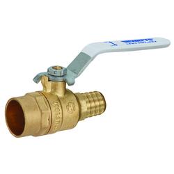 1 In Brass Full Port Ball Valve – PEX Crimp X Sweat/Solder, Shut-Off
