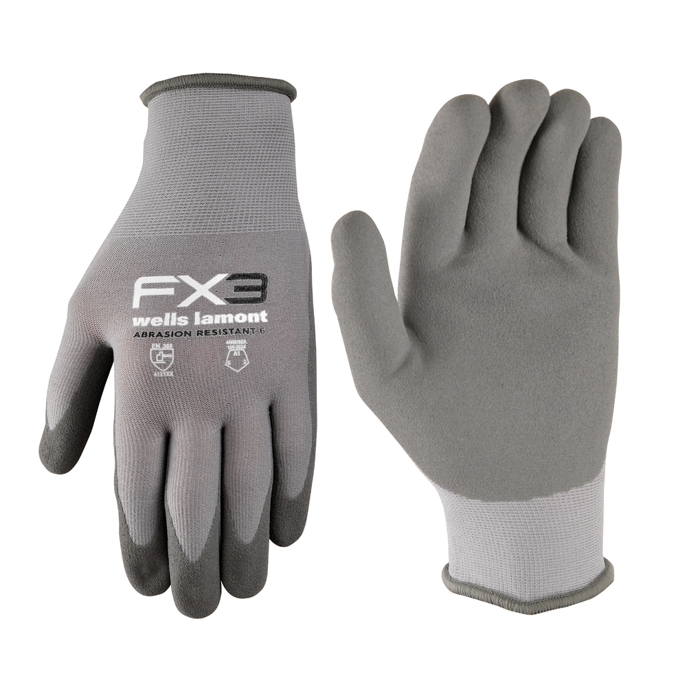 Wells Lamont® Men's Gray Large FX3® Nitrile Coated Work Gloves - 1