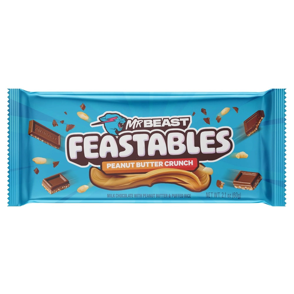 MrBeast Feastables Peanut Butter Crunch Chocolate Bar - 2.1 oz