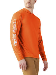 Genuine Dickies® Men's Neon Orange Long Sleeve Sun Shirt - XX