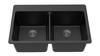 Winpro Dual Mount 33" Black Granite Quartz Double Equal Bowl Kitchen Sink