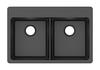 Winpro Dual Mount 33" Black Granite Quartz Double Equal Bowl Kitchen Sink