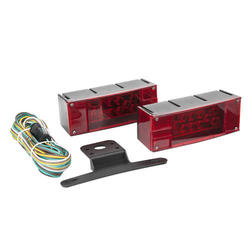 CZC AUTO Exclusive 12V DHF10 LED Low Profile Submersible Trailer Light Kit Tail Stop Turn Running Lights Boat Truck Aluminum License Plate Brack