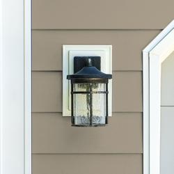 View of khaki vinyl siding