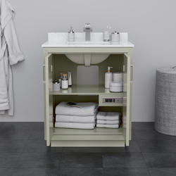 Wyndham Collection® Icon 30"W x 22"D Light Green Vanity and White ...