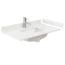 Wyndham Collection® Strada 36"W x 22"D White Vanity and Giotto Quartz ...