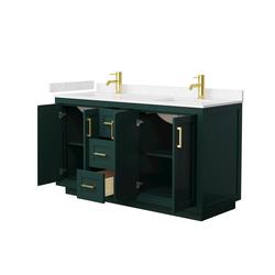 Wyndham Collection® Miranda 60"W x 22"D Green Vanity and Carrara ...