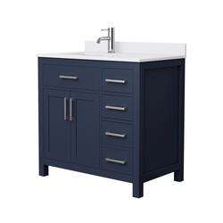 Wyndham Collection® Beckett 36"W x 22"D Dark Blue Vanity and White ...