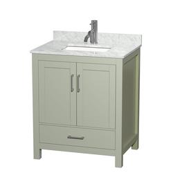 Wyndham Collection® Sheffield 30"W x 22"D Light Green Vanity and White ...