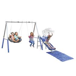 XDP Playtime Fun 3 Activity Galvanized Metal Swing Set with Water