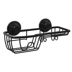 Corner Shower Basket Caddy with Adjustable Power Lock Suction Cups, 2 Hooks  - SlipX Solutions