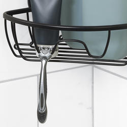 Matte black Push & Lock suction corner shower basket