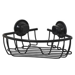 Matte black Push & Lock suction corner shower basket