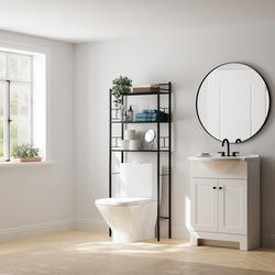 Zenna Home® 24-1/2"W x 64-3/8"H Matte Black Over-the-Toilet Storage ...