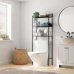 Zenna Home® 24-1/2"W x 64-3/8"H Matte Black Over-the-Toilet Storage ...