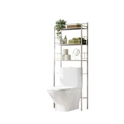 Zenna Home® 24-1/2"W x 64-3/8"H Satin Nickel Over-the-Toilet Storage ...
