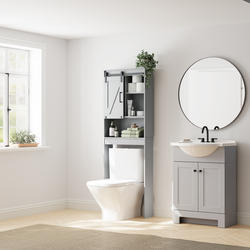 Zenna Home® Barn Door 23"W x 67-1/4"H Gray Over-the-Toilet Storage ...