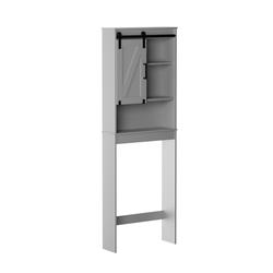 Zenna Home® Barn Door 23"W x 67-1/4"H Gray Over-the-Toilet Storage Cabinet