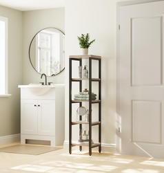 Zenna Home® 13"W x 13"D x 52-1/2"H Distressed Gray and Matte Black ...