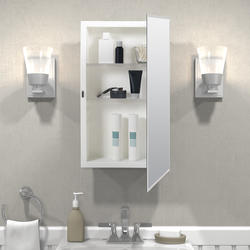 Zenith Frameless Beveled over-the-Mirror Rectangle Corner Medicine Cabinet,  14.25 x 36, White 