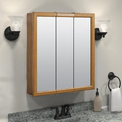 Zenna Home® 24"W x 26"H Oak Framed Tri-View Medicine Cabinet at Menards®