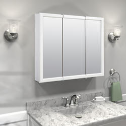 Zenna Home® 29-5/8"W x 25-3/4"H White Framed Tri-View Medicine Cabinet at Menards®