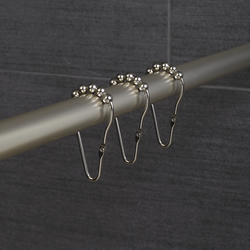 Zenna Home® Rustproof Brushed Nickel Hinged Roller Shower Curtain Rings ...
