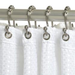 Kenney Plastic Beaded Roller Shower Curtain Double Hooks, Set of 12 - White  - Bed Bath & Beyond - 39685446
