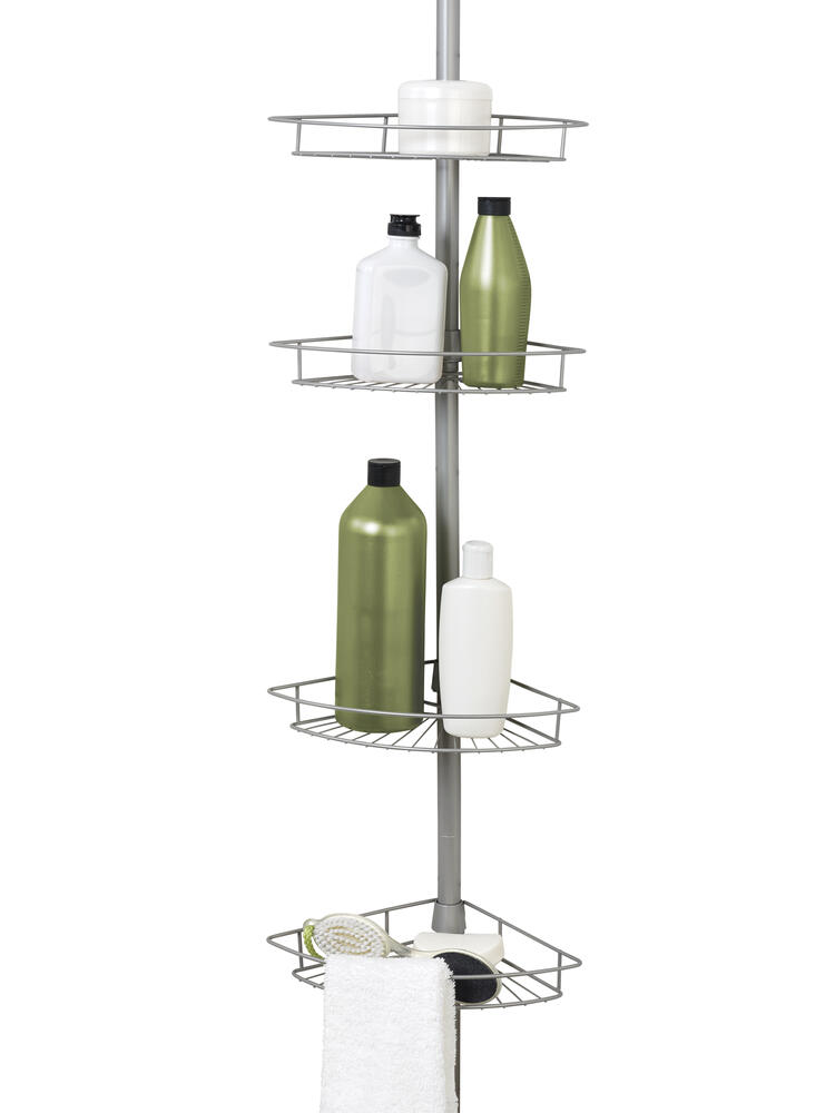 Zenna Home Corner Shower Tension Pole Caddy - Thumbnail 3