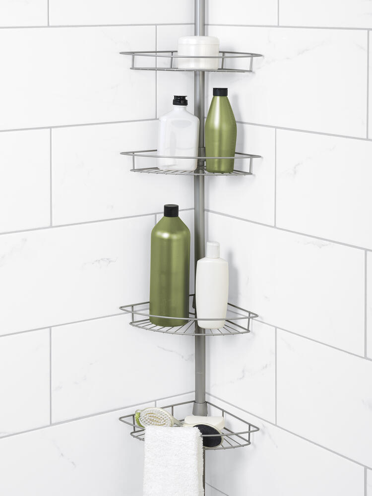 Zenna Home Corner Shower Tension Pole Caddy - Thumbnail 2
