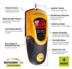 Zircon MultiScanner® L550 OneStep® Multifunction Stud Finder at