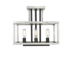 Z-Lite Quadra Brushed Nickel and Black 4 Light Semi-Flush Z-Lite Quadra Brushed Nickel and Black 4 Light Semi-Flush