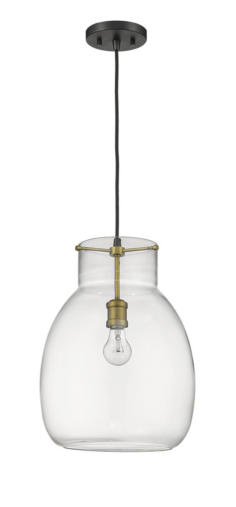 Z-Lite Bella Matte Black and Olde Brass 1 Light Pendant at Menards®