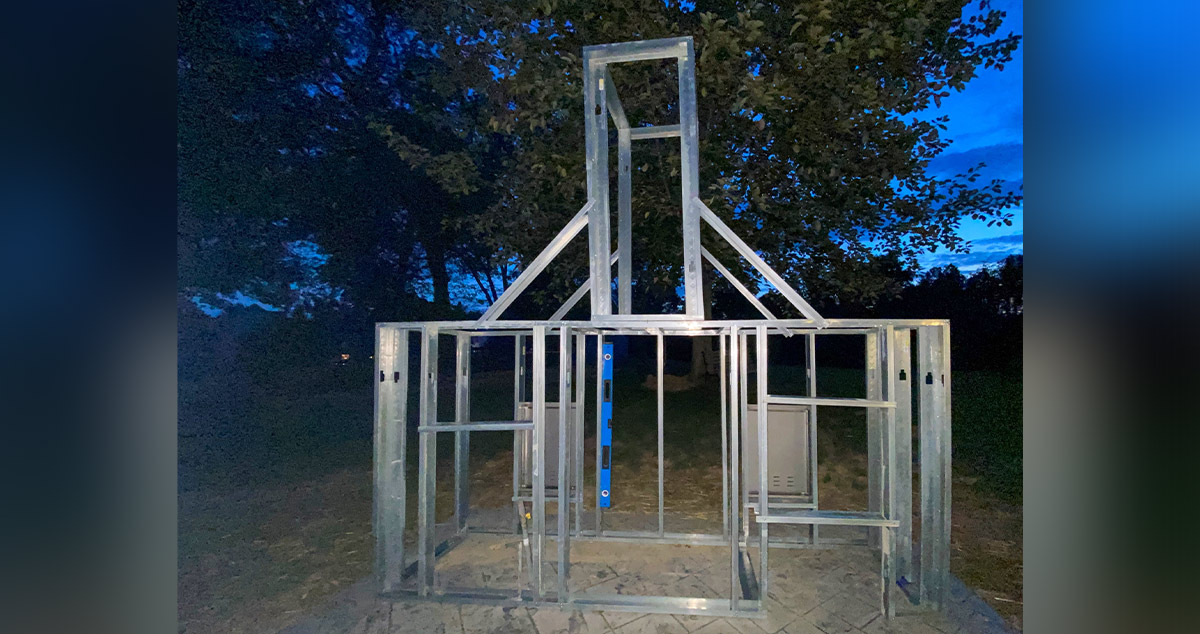 Outdoor Fireplace Waterfall Project by Tim at Menards®