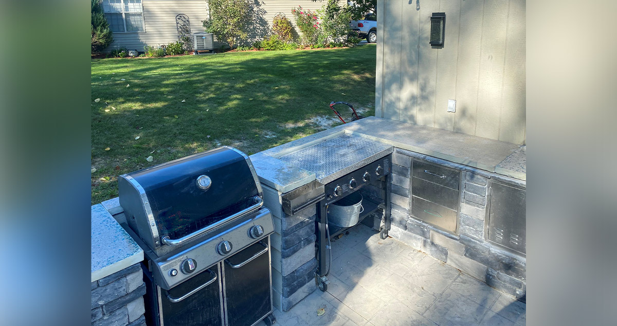 Outdoor Fireplace Waterfall Project by Tim at Menards®