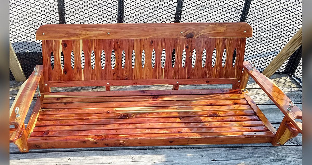 Cedar bench swing sale