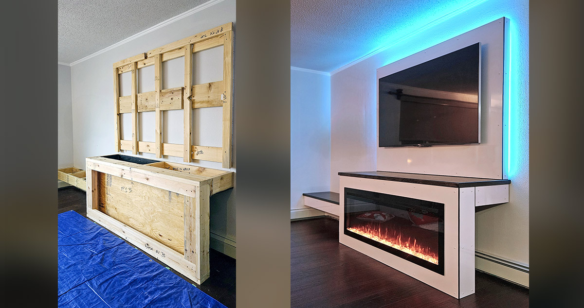 Fireplace Entertainment Center with Seating Project by Sanel at Menards®