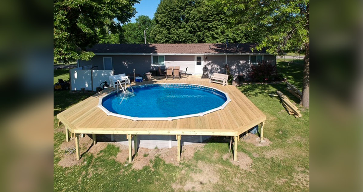 Above Ground Treated Lumber Pool Deck Project by Blake at Menards®