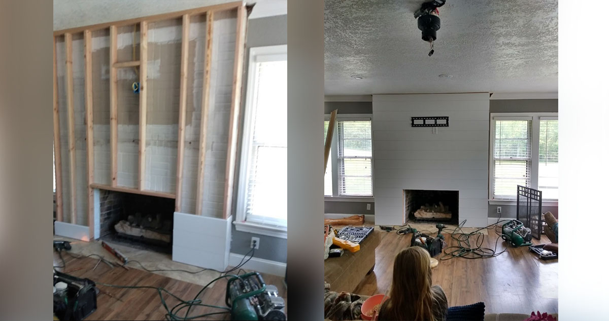 Modern Shiplap Fireplace Project by Christy at Menards®