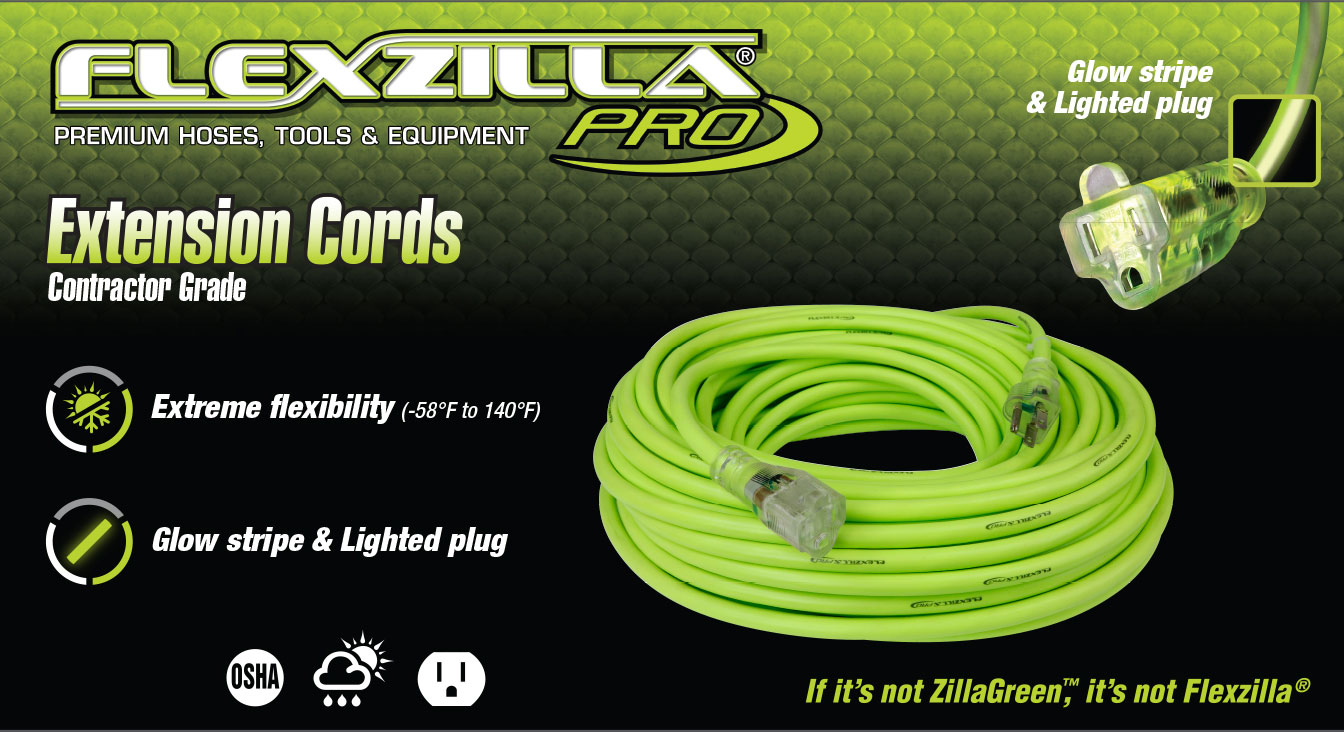 Flexzilla® Pro 25' 12/3 Heavy-Duty ZillaGreen Outdoor Extension Cord at  Menards®