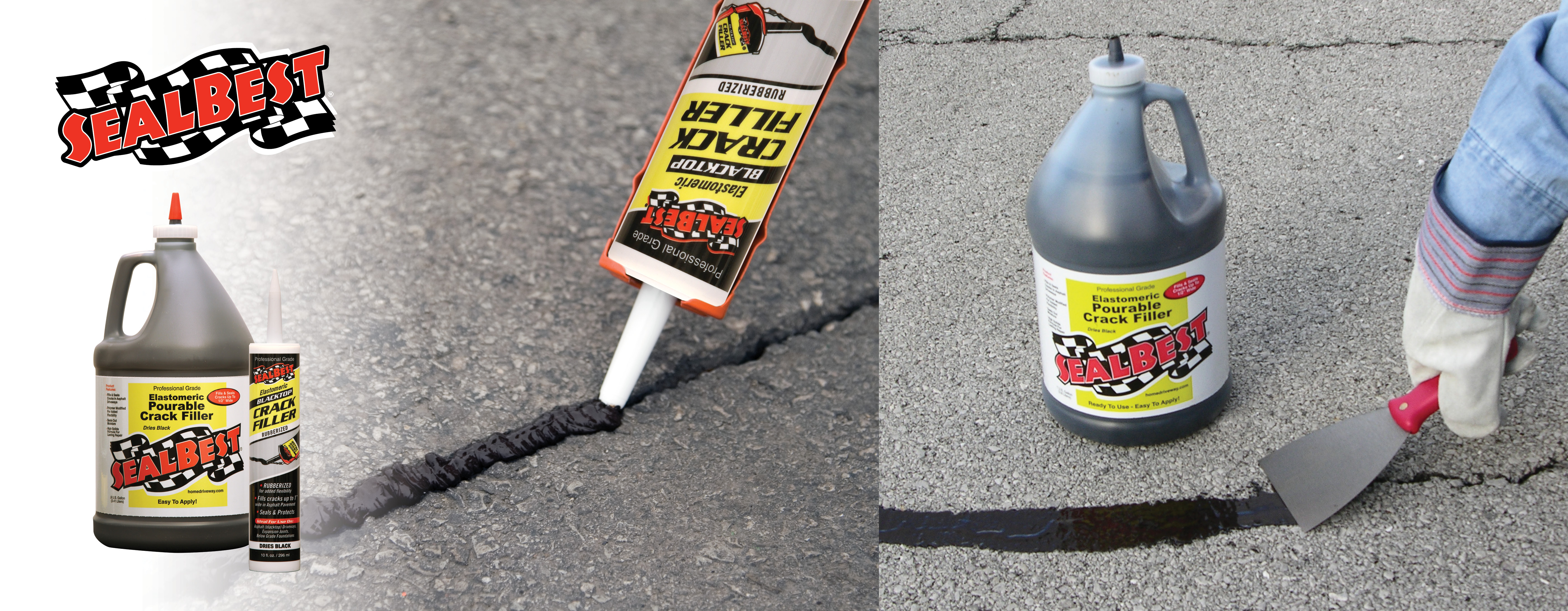 SealBest® Professional Grade Elastomeric Pourable Blacktop Crack Filler