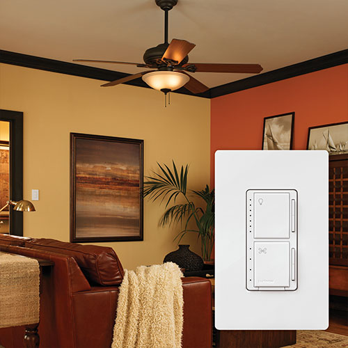 Lutron Maestro LED 1 Pole Light Almond Touch Fan and Light