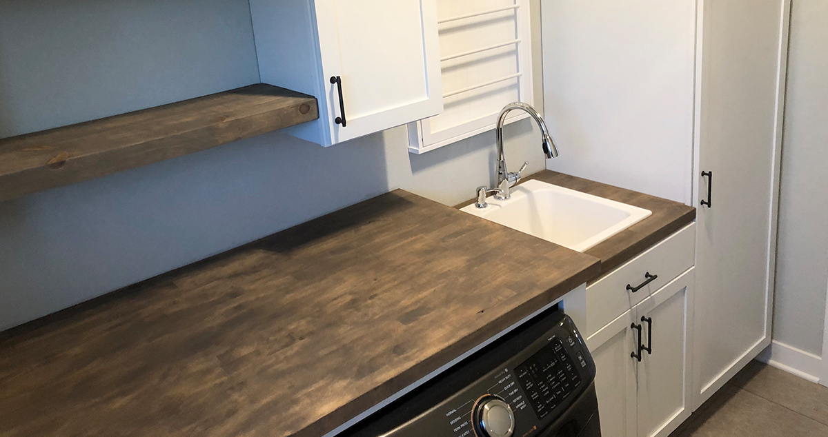 Laundry Room With Butcher Block Countertops Design Ideas